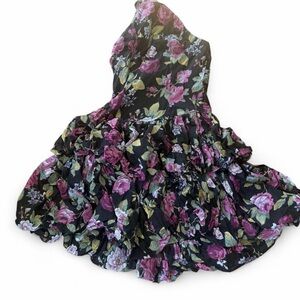 80s Floral Ruffle Dress